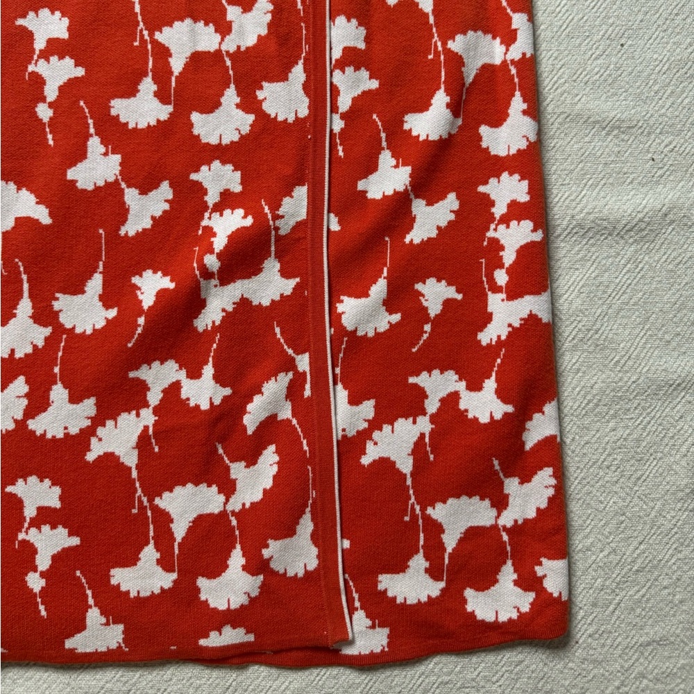 DVF for Target Orange Floral Ginko Print Jersey Knit Wrap Midi Dress S Preppy - Picture 3 of 9